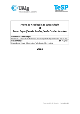 Prova de Avalia&ccedil;&atilde;o de Capacidade & Prova Espec&iacute;fica de