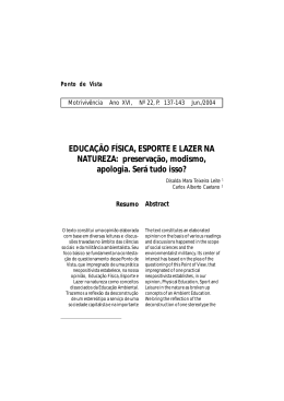 Educa&ccedil;&atilde;o f&iacute;sica, esporte e lazer na natureza: preserva&ccedil;&atilde;o