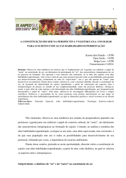 a constitui&ccedil;&atilde;o do ser na perspectiva vygotskyana