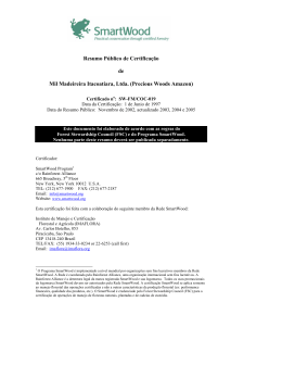 Resumo P&uacute;blico de Certifica&ccedil;&atilde;o de Mil Madeireira Itacoatiara, Ltda