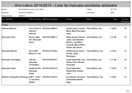 Ano Letivo 2014/2015 - Lista de manuais