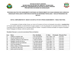 EDITAL COMPLEMENTAR 008 ao EDITAL N&deg; 01/2013