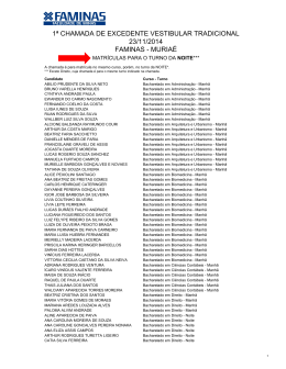 faminas - muria&eacute; 1&ordf; chamada de excedente vestibular tradicional 23