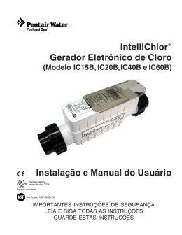 Instala&ccedil;&atilde;o e Manual do Usu&aacute;rio Gerador Eletr&ocirc;nico de Cloro