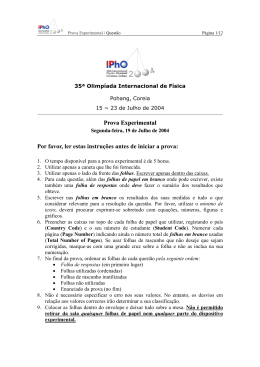 Prova Experimental Por favor, ler estas instruções antes de iniciar a