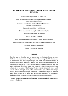 A FORMA&Ccedil;&Atilde;O DE PROFESSORES E A ATUA&Ccedil;&Atilde;O EM