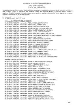 CONSELHO DE RECURSOS DA PREVID&Ecirc;NCIA PAUTA PARA