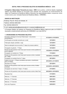 Edital Resid&ecirc;ncia M&eacute;dica - 2015