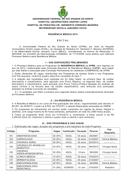 Edital do Processo Seletivo para Resid&ecirc;ncia M&eacute;dica