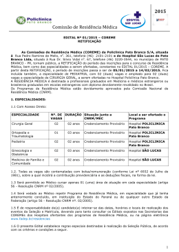 EDITAL CONCURSO 2015 - RETIFICAÇÃO Edital Coletivo