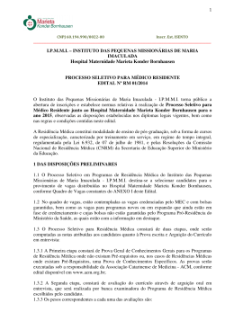 Edital Residência Médica 2015 - Hospital e Maternidade Marieta