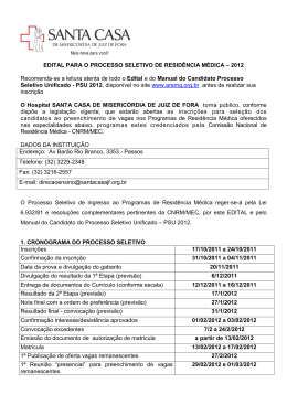 EDITAL PARA O PROCESSO SELETIVO DE RESID&Ecirc;NCIA M&Eacute;DICA