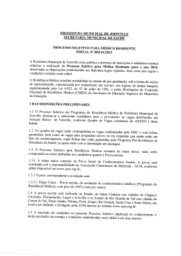 Edital Processo Seletivo Residência Médica/Família e Comunidade
