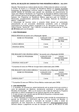 EDITAL DE SELEÇÃO DE CANDIDATOS PARA RESIDÊNCIA