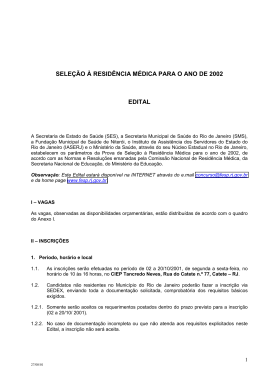 SELE&Ccedil;&Atilde;O &Agrave; RESID&Ecirc;NCIA M&Eacute;DICA PARA O ANO DE 2002