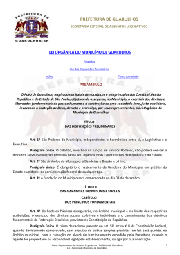 LEI ORG&Acirc;NICA DO MUNIC&Iacute;PIO DE GUARULHOS