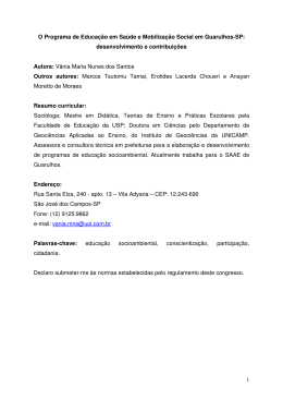 1 O Programa de Educa&ccedil;&atilde;o em Sa&uacute;de e Mobiliza&ccedil;&atilde;o Social em