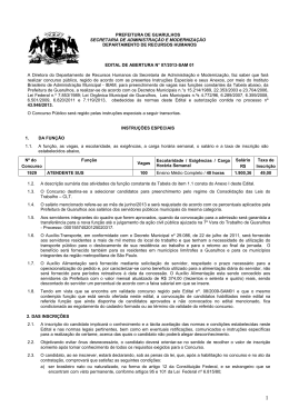 EDITAL DE ABERTURA 07 2013 Atendente SUS