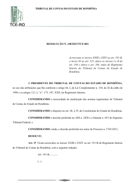 RESOLU&Ccedil;&Atilde;O N. 148/2013/TCE-RO Acrescenta os incisos XXIII e