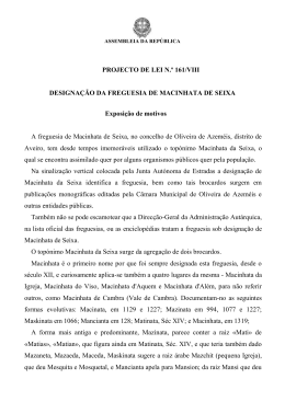 PROJECTO DE LEI N.&ordm; 161/VIII DESIGNA&Ccedil;&Atilde;O DA FREGUESIA DE