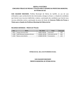 EDITAL n&ordm; 017/2012 - Prefeitura Municipal de F&aacute;tima do Sul