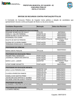 S&iacute;ntese de Resposta aos Recursos contra Pontua&ccedil;&atilde;o/T&iacute;tulos