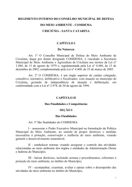 REGIMENTO INTERNO DO CONSELHO MUNICIPAL DE