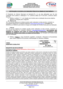 RETIFICAÇÃO 01 DO EDITAL DO CONCURSO PÚBLICO O