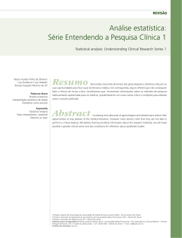 An&aacute;lise estat&iacute;stica: S&eacute;rie Entendendo a Pesquisa Cl&iacute;nica 1