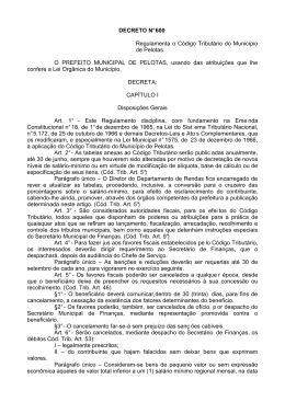 DECRETO N&deg; 600 Regulamenta o C&oacute;digo Tribut&aacute;rio do Munic&iacute;pio