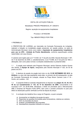 PREGÃO PRESENCIAL Nº. 039/2015 Regime: aquisição de