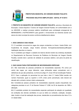 Edital Processo Seletivo Merendeira e Nutricionista 2013