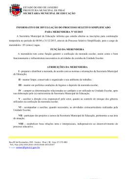 Processo seletivo simplificado para Merendeira n° 03/2015