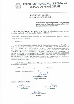 Decreto de Homologa&ccedil;&atilde;o do Concurso P&uacute;blico