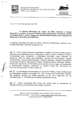lei nº 117-2009 - camara autoriza o poder publico a realizar