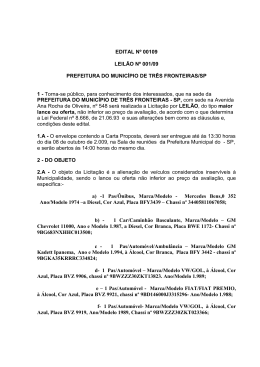 EDITAL N&ordm; 00109 LEIL&Atilde;O N&ordm; 001/09 PREFEITURA DO MUNIC&Iacute;PIO