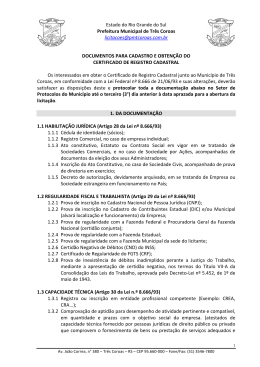 Estado do Rio Grande do Sul Prefeitura Municipal de Tr&ecirc;s Coroas