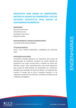 Dispositivo PARA ENSAIO DE cOMPREssÃO, MÉTODO DE