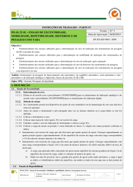 ensaio de excentridade, mobilidade, repetibilidade, histerese e de