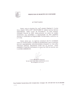 PREFEITURA DO MUNICÍPIO DE CONTAGEM ATESTADO Atesto