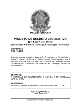 PROJETO DE DECRETO LEGISLATIVO N.º 1.397, DE 2013