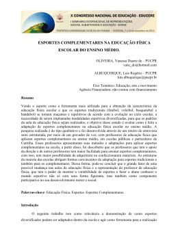 esportes complementares na educa&ccedil;&atilde;o f&iacute;sica escolar do ensino