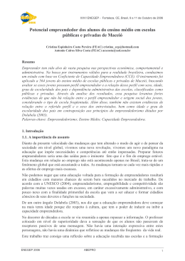 Potencial empreendedor dos alunos do ensino m&eacute;dio em escolas