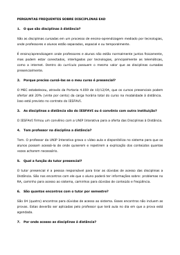 Perguntas freqüentes sobre as disciplinas EAD