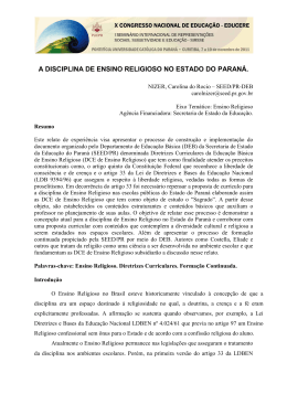 A DISCIPLINA DE ENSINO RELIGIOSO NO ESTADO DO PARANÁ.