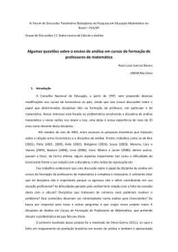Algumas quest&otilde;es sobre o ensino de an&aacute;lise em cursos - PUC-SP