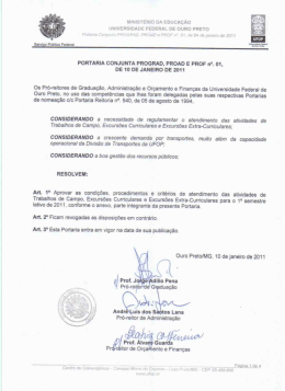 PORTARIA CONJUNTA PROGRAD, PROAD E PROF n". O1,
