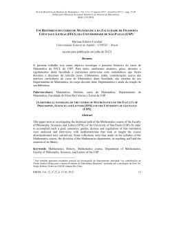 Um Hist&oacute;rico do curso de Matem&aacute;tica da Faculdade de Filosofia
