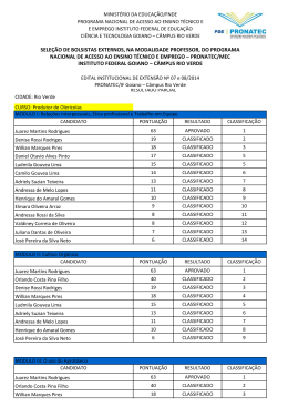 Resultado Parcial do Edital N&ordm; 07 e 08/2014
