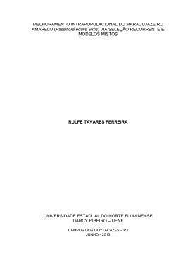 (Passiflora edulis Sims) via sele&ccedil;&atilde;o recorrente e modelos